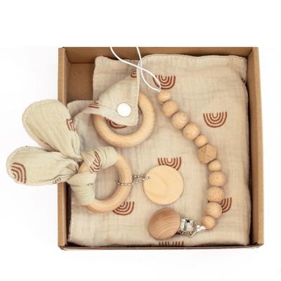 China 0-2year Baby Toy Beech Pacifier Chain Rabbit Tooth Glue Soothing Soothing Towel for sale