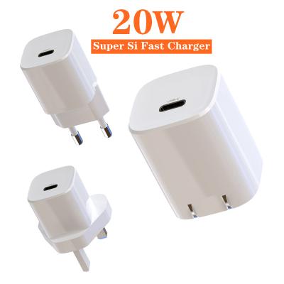 China Original Compact Dimension 20w Fast Type C USA Plug In USB-C Power Adapter Wall PD Charger For Iphone 12 11 pro Max XR X XS 8Plus for sale