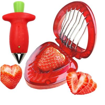 China Amazon Stocked Hot Selling Strawberry Huller Stem Solvent and Cutter Slicer Set for sale