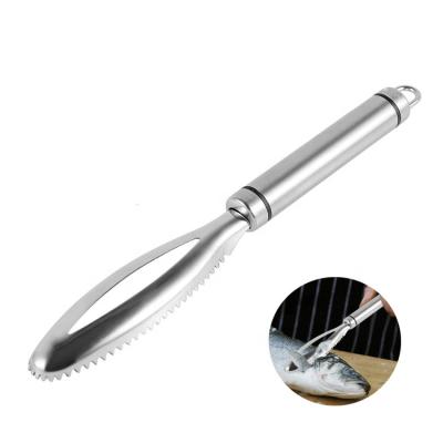 China Stored Fish Scales Tools Stainless Steel Sawtooth Fish Scaler Remover Fish Skin Peeler For Family Seafood Markets for sale