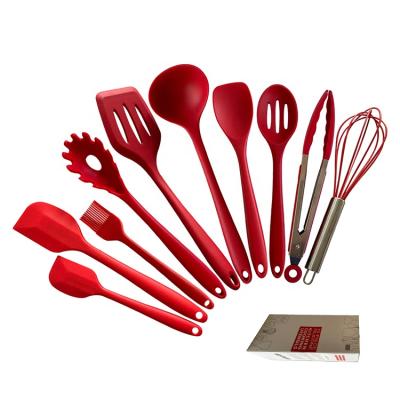 China Hot Seller Stocked 10 Pieces Cooking Silicone Kitchen Utensil Set For Home Kitchen for sale