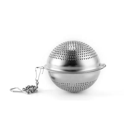 China Loose Tea Stored Home And Office Tea Coffee Strainer Tools 304 Stainless Steel Ball Shape Tea Infuser With Line for sale