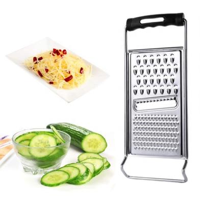 China Kitchen Premium 3 Way Stocked Flat Stainless Steel Carrot Cheese Potato Grater for sale