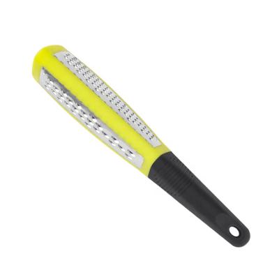 China Hand Stocked Kitchen Tool 2 In 1 Side Stainless Steel Blade Double Hand Held Cheese Lemon Zester Grater for sale