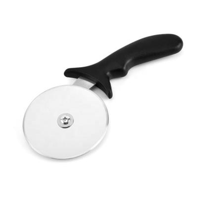 China Hot stocked sale black color pizza cutter wheel cutter with hand shape handle plastic screw for sale