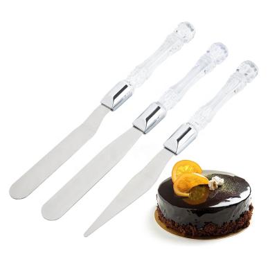 China Amazon Wedding Home Family Cake Spatula Set Stocked Angled Pack of 3 PCs Icing Spatula Butter Spreader Set for sale