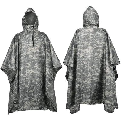 China Outdoor Military Adult Men Singlet Emergency Raincoat Camouflage Camouflage Raincoat Hooded Poncho for sale