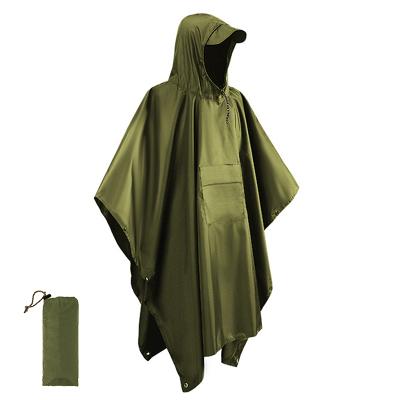 China Wholesale Lightweight Polyester PVC Liner Men's Army Green Military Raincoat Poncho for sale