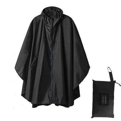 China Wholesale Light Weight Raincoat Black Polyester Waterproof PU Coated Rain Poncho for sale