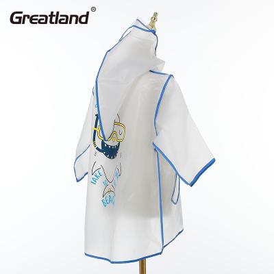 China Breathable Clear Kids Hooded Poncho TPU Rain Fashion Jacket Children Raincoat for sale