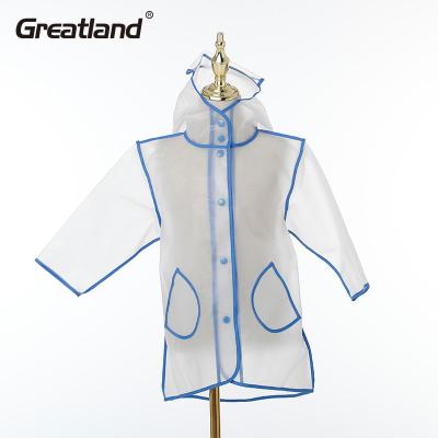 China Breathable Fashion Hooded Rain Poncho TPU Clear Rain Coat KidsRainproof Jacket Kids Raincoat for sale