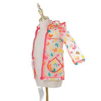 China New design breathable cartoon floral rainproof reusable hooded tpu material kids raincoat for sale