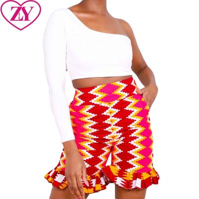 China High Waist Ankara Print Wax Print African Cute Cotton African Bottom Shorts Plus Size Women's Abbreviations for sale