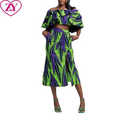 China Casual Style Sexy Ethnic African West African American Clothing Printed Tight Midi Dresses Set For Women for sale