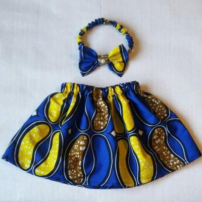 China Anti-wrinkle Children Clothing Summer Dashiki Wax Batik Print Fabrics Headband Bow Children Kids Mini Skirts for sale