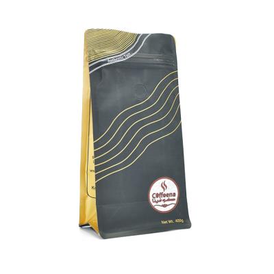 China Barrier Food Grade Customized Printing Reusable Flat Bottom Packaging Side Gusset Matt Black Coffee Bags for sale