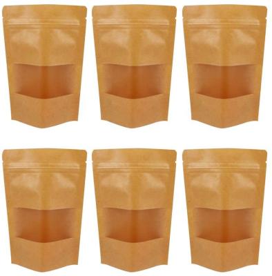 China Mylar Bags Kraft Paper Holder Up Pouches Zip Lock Food Storage Bags With Matte Window Multipurpose Kraft Paper Bags Reusable for sale