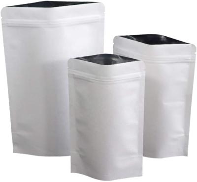 China Recyclable Matte White Kraft Stand Up Pouch Bags Resealable Zip Lock Seal Paper Sack Food Storage Bags for sale