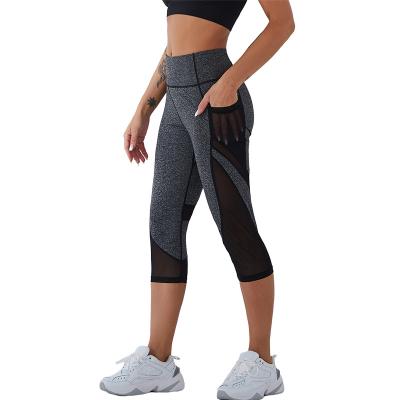 China Breathable Women Yoga Sports Butt Printed Contrast Mesh Sports Pants Lift Gaiters Fitness Gym Yoga Pants for sale