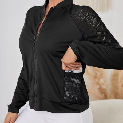 China New Fashionable Women's Long Sleeve Sports Gym Clothing Yoga Fitness Tops Breathable Running Sports Jacket Zipper Track With Pockets for sale