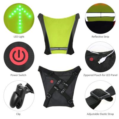 China Water Proof Led Flashing Cycling Reflective Night Light Safety Vest Bag Backpack USB Rechargeable Recycling Rise Yellow for sale