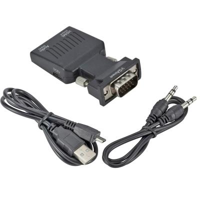 China Metal+ABS VGA Male To HDTV Female 1080P VGA To HDTV Video Converter With Audio Power Cable For PC for sale