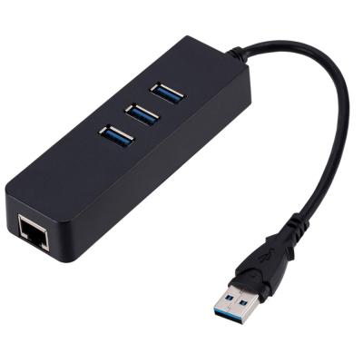 China Other USB 3.0 to 3 USB 3.0 RJ45 Ports with Ethernet Network Hub Adapter for sale