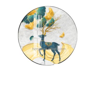 China Modern Abstract Oil Crystal Porcelain Painting Unique Design Oil Painting Crystal Painting On Canvas Large Decorative Modern Deer for sale