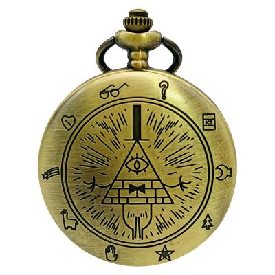 China Vintage Antique Bronze Roman Numeral Commemorative Retro Full Hunter Half Hunter Men's Pocket Watch with Chain for sale