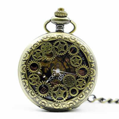 China Wholesale Antique Mechanical Gear Anime Mechanical Gear Gifts Wholesale Men's Digital Wristwatch Box Skeleton Pocket Watch for sale