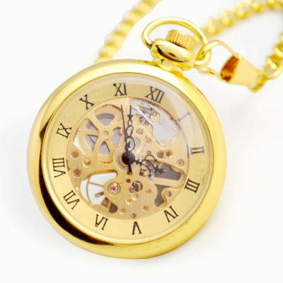 China Antique Gold Silver Bronze Open Face BOSHIYA Mechanical Pocket Watch With Skeleton Display Roman Numeral for sale