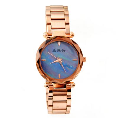 China Real Shell Gold Stainless Steel Lady Simple Waterproof High Quality Women's Casual Watch for sale