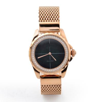 China Mesh Belt Rose Gold Dial Special Ladies Day/Date Quartz Workmanship Ladies Pure Copper Wrist Watch for sale