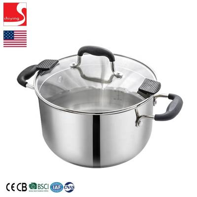 China SY-Kitchenware Sustainable Stainless Steel Stock Pot With Lid 6 Quart Stock Pot Pasta Pot With Two Sided Spouts Cap Bottom Strainer Glass for sale