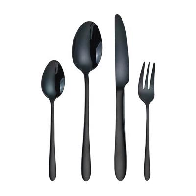 China High Quality Luxury Hotel Logo Stainless Steel Color Stainless Steel Cutlery Set Viable Wholesale Custom Flatware Wedding Flatware Black for sale