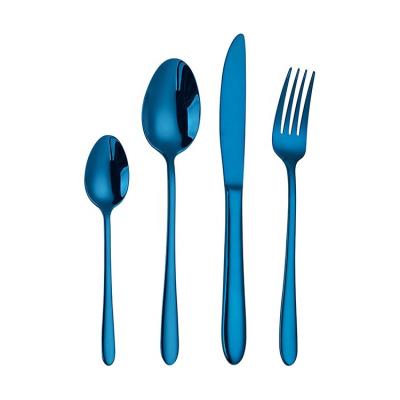 China Blue Color 304 Stainless Steel Cutlery Set Logo High Quality Luxury Hotel Wedding Viable Custom Wholesale Flatware for sale