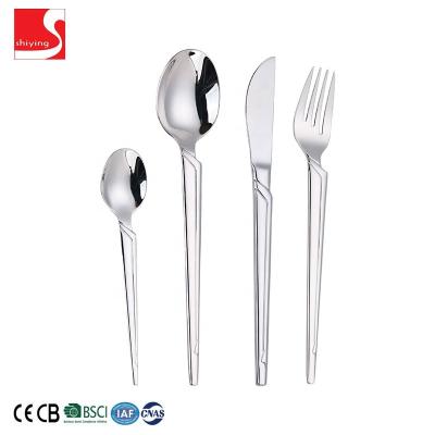 China Sustainable High End Modern Design Camping Cutlery Hotel Grade Stainless Steel Flatware Set for sale