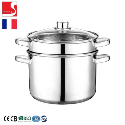 China Viable Casserole Spaghetti Pot Pasta 7.2 Liter Stainless Steel Couscoussier Kitchenware Vegetable Basket 24cm for sale