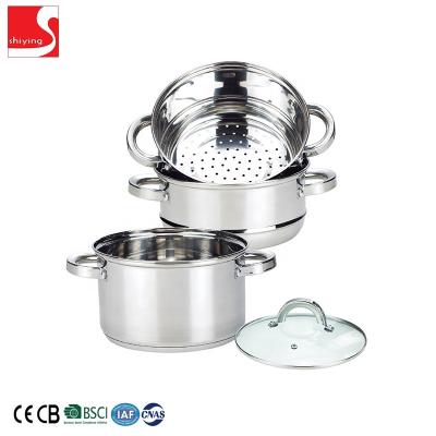 China Factory Supply Sustainable Stainless Steel Cookware 3 Layer Corn Food Steamer Pot for sale