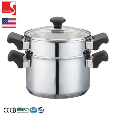 China SY-Kitchenware Classic Stainless Steel Saucepot Steamer Sustainable Insert and Lid 3 Quart Silver 24cm Casserole Cooking Pot for sale