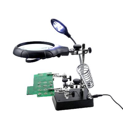 China Glass Maintenance Welding LED Lighting Support Assistant Multifunction Magnifying Glass for sale