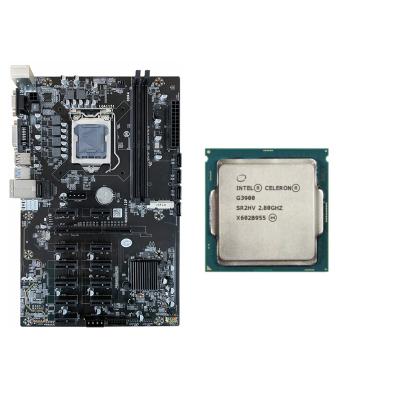 China 12GPU B250 LGA1151 motherboard desktop set with G3900 CPU support M.2 12PCIE 16X DDR4 RAM SSD for sale