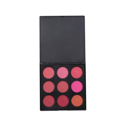 China Waterproof Blush Palette Makeup 9 Colors High Pigmented Natural Blush Palette Private Label for sale