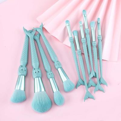 China Angular Blush 10 Pieces Wholesale Makeup Brush Set Private Label Mermaid Shape Makeup Brushes for sale