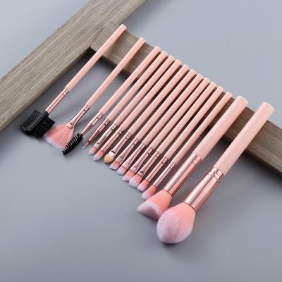 China Angular Blush Portable Travel Makeup Brushes 15 Pieces Makeup Brush Set With Private Label for sale