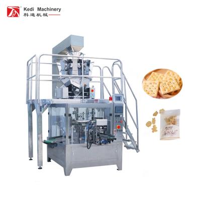 China KEDI PLC Chemical Control Automatic Snacks Automatic Grain and Nut Packing Machine Multi Heads Weigher Packing Machine for Puffed Foods for sale