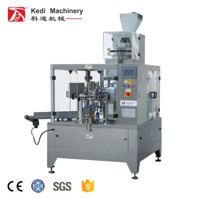 China Plastic CLOTHING KEDI 30-60bags/min Sea Salt Filling Packing Machine, pe/pp/laminated stand-up packaging pouch with zipper/PLC control for sale