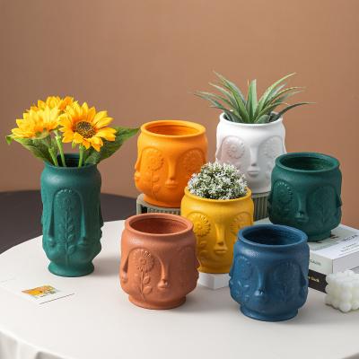 China CLASSIC Nordic Flower Pot Face Planter Ceramic Planters Flower Pots Cheap For Home Decor for sale