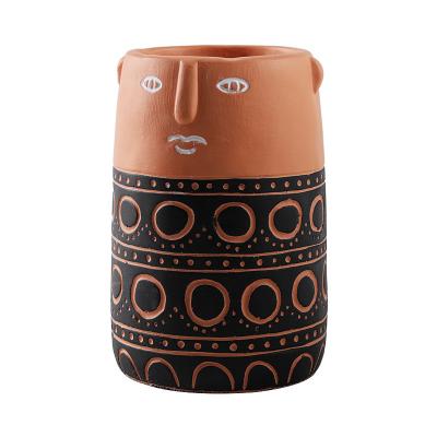 China CLASSIC Cement Human Face Flower Pot Garden Pots Cement Planters For Indoor Home Decoration for sale