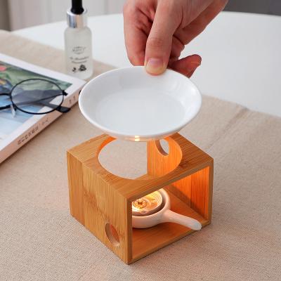 China CLASSIC Modern Simple Oil Burner Oil Burner Massage Bamboo Essential Oil Heater Burner With Ceramic Dish for sale